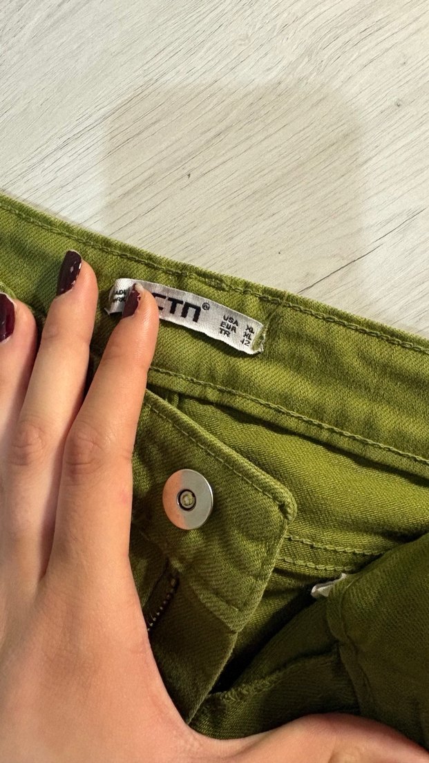 Kadın Haki Bol Kesim Uzun Keten Pantolon - Görsel 4