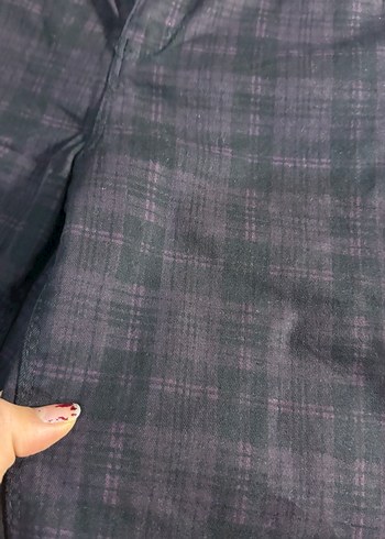 Bordo Ekose Kadın Kumaş Pantolon - Görsel 3