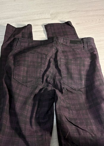 Bordo Ekose Kadın Kumaş Pantolon - Görsel 4