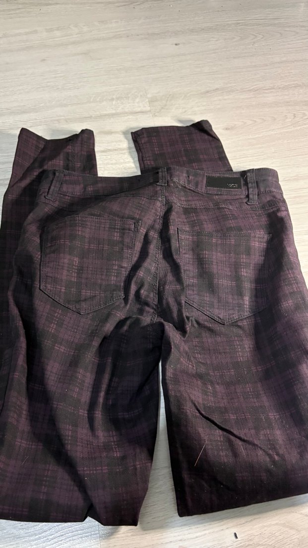 Bordo Ekose Kadın Kumaş Pantolon - Görsel 4