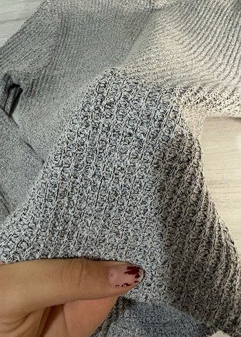 ambar Gri Kadın Triko İnce Örgü Kazak - Görsel 2