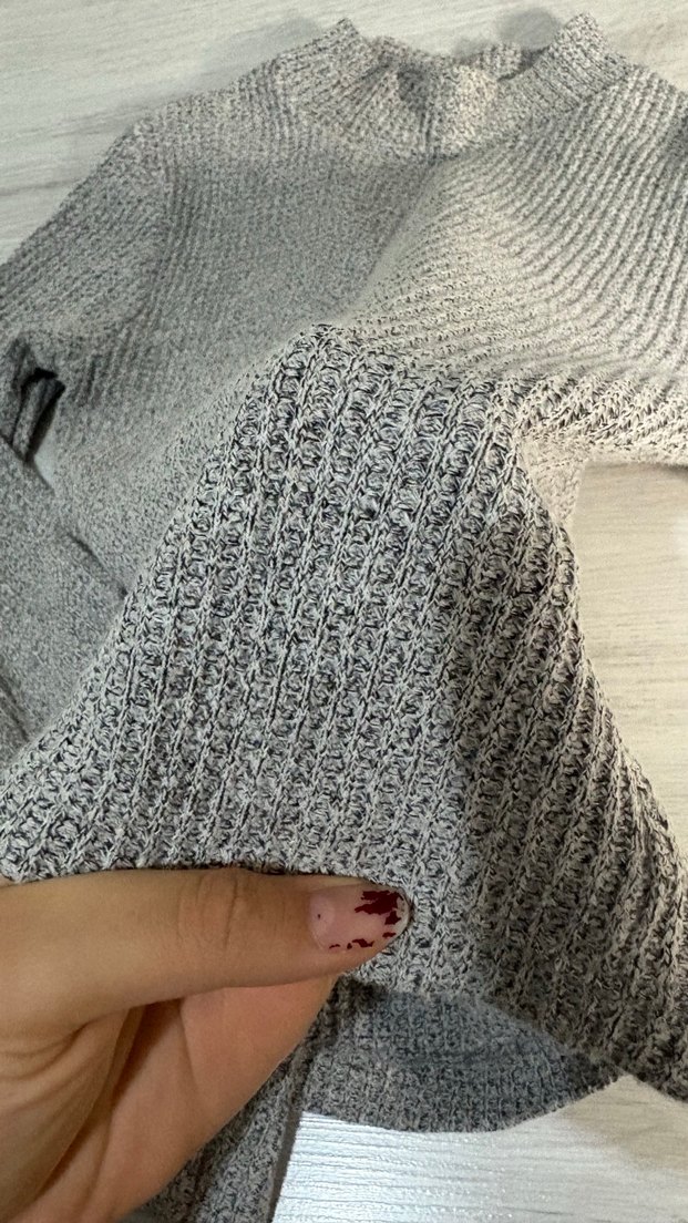 ambar Gri Kadın Triko İnce Örgü Kazak - Görsel 2