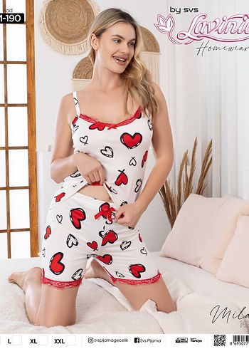 Diger Beyaz Kalpli Mini Kadın Pijama Takımı