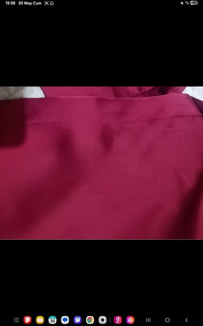 Bordo Uzun Kollu Drapeli Abiye Elbise - Görsel 3