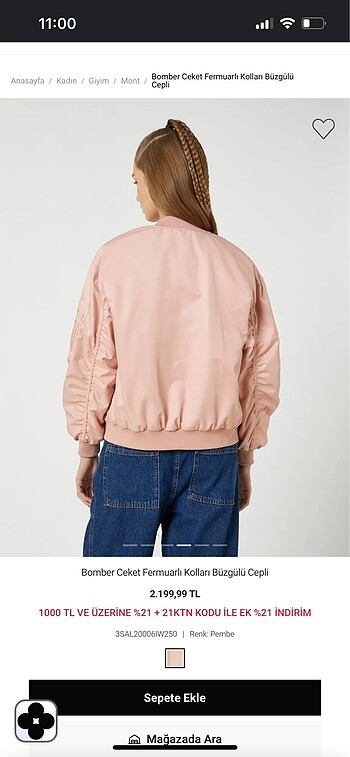 s Beden Pembe bomber ceket