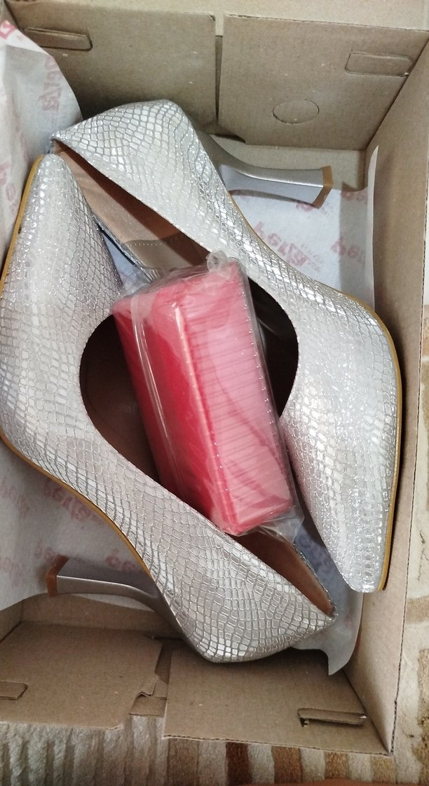 Beyaz Yılan Derisi Görünümlü Şık Topuklı - Görsel 5