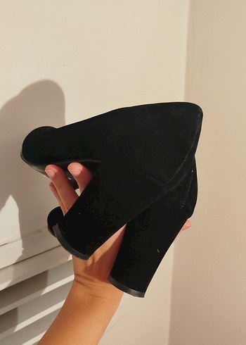 Siyah Süet Stiletto Kadın Topuklu Ayakkabı - Görsel 6