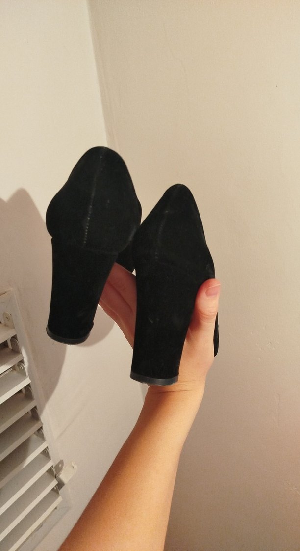 Siyah Süet Stiletto Kadın Topuklu Ayakkabı - Görsel 4