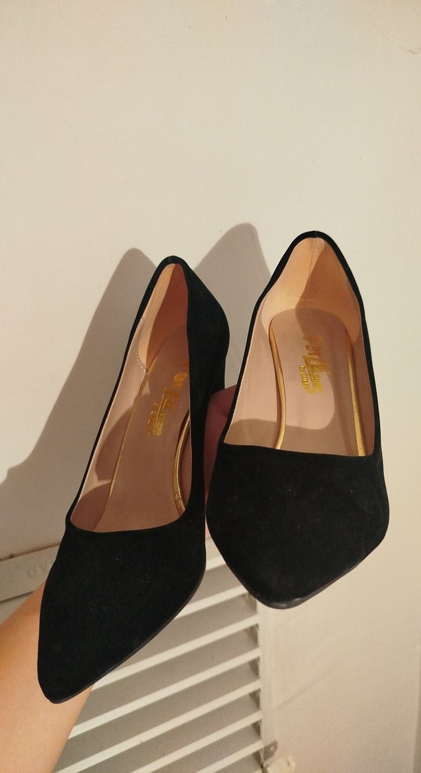 Siyah Süet Stiletto Kadın Topuklu Ayakkabı - Görsel 5