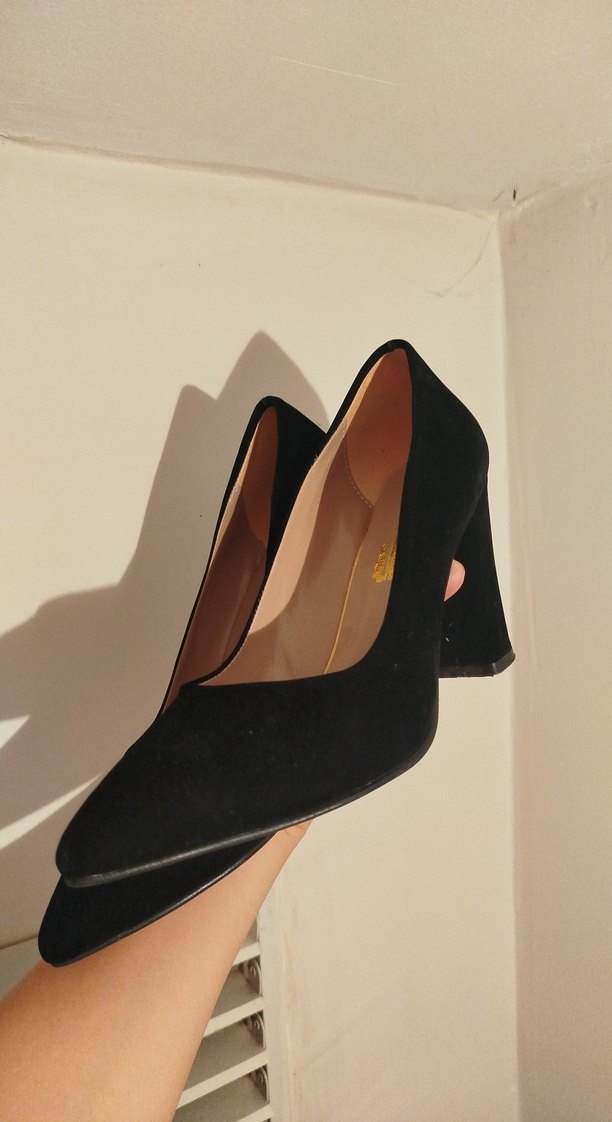 Siyah Süet Stiletto Kadın Topuklu Ayakkabı - Görsel 2