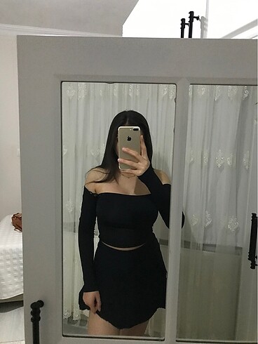 straplez yaka siyah crop