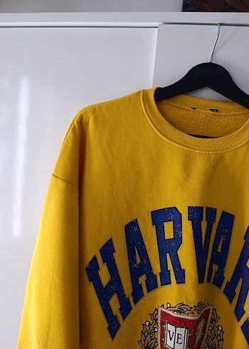 Diğer Sarı Harvard Baskılı Oversize Sweatshirt