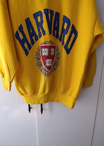 s Beden sarı Renk Sarı Harvard Baskılı Oversize Sweatshirt