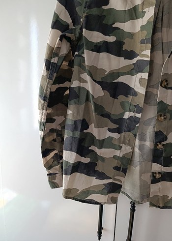 s Beden haki Renk Düğmeli Kamuflaj Kadın gömlek