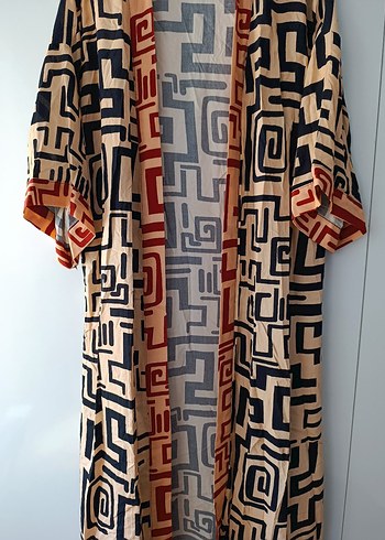 m Beden Bohem Uzun Desenli Kimono