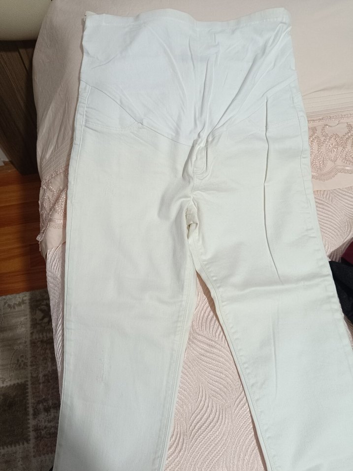 Beyaz Kadın gebelik Kumaş Pantolon - Görsel 2
