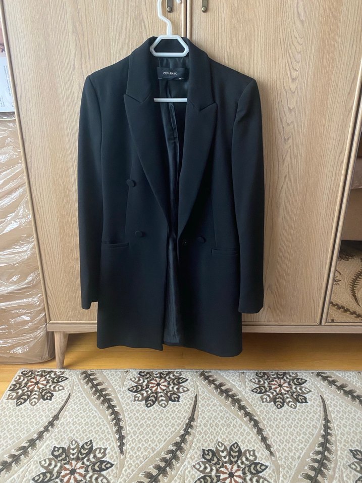 Siyah Kadın Düğmeli Blazer Ceket - Görsel 2