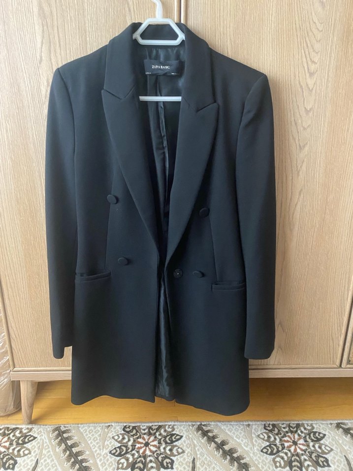 Siyah Kadın Düğmeli Blazer Ceket - Görsel 4