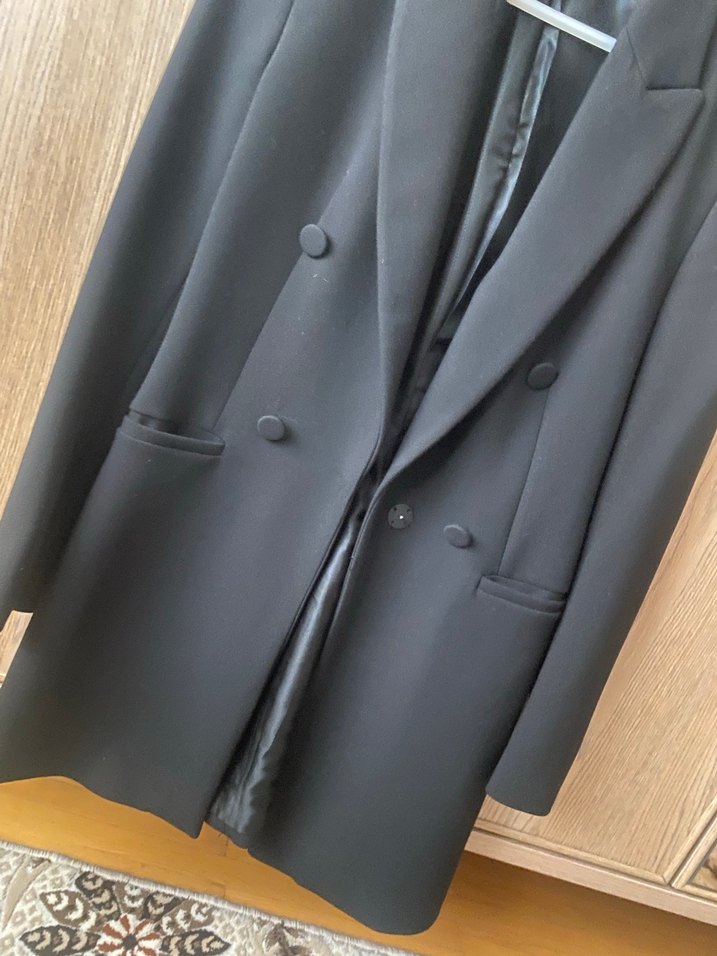 Siyah Kadın Düğmeli Blazer Ceket - Görsel 3