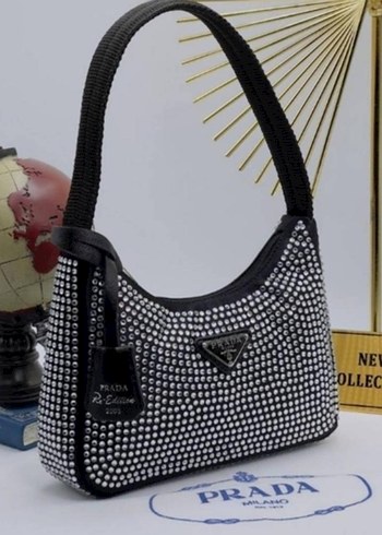 prada modelleri Siyah Parlak Payetli Kadın Çanta