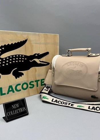 Beden pembe Renk Lacoste Pembe Deri Kadın Çanta
