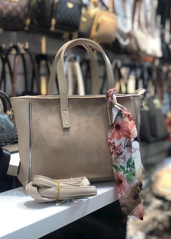  Beden siyah Renk mango modeli Gri Baskılı Kadın Çanta - Kemer Detaylı
