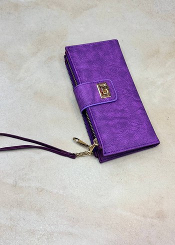 Kadın Haki Deri Fermuarlı Portföy Cüzdan - Görsel 5