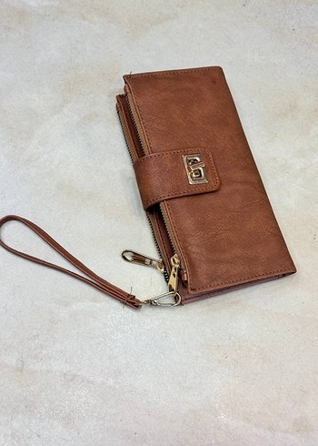 Kadın Haki Deri Fermuarlı Portföy Cüzdan - Görsel 4