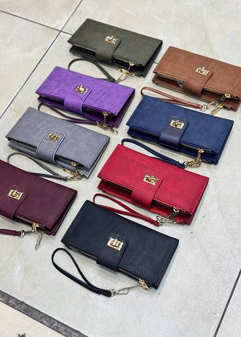 Kadın Haki Deri Fermuarlı Portföy Cüzdan - Görsel 6