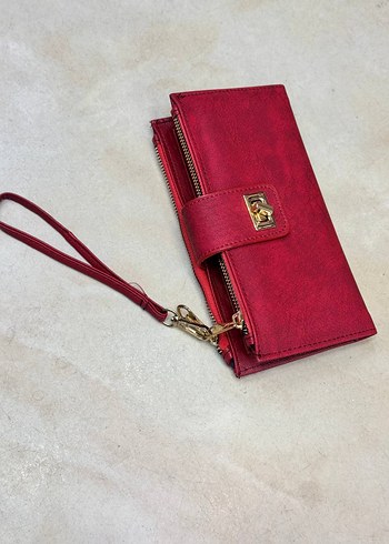 Kadın Haki Deri Fermuarlı Portföy Cüzdan - Görsel 2