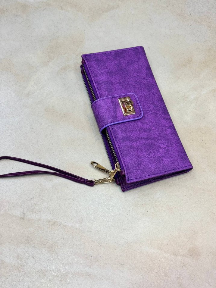 Kadın Haki Deri Fermuarlı Portföy Cüzdan - Görsel 5