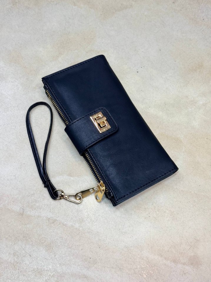 Kadın Haki Deri Fermuarlı Portföy Cüzdan - Görsel 3