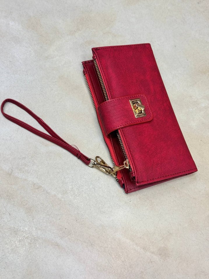 Kadın Haki Deri Fermuarlı Portföy Cüzdan - Görsel 2