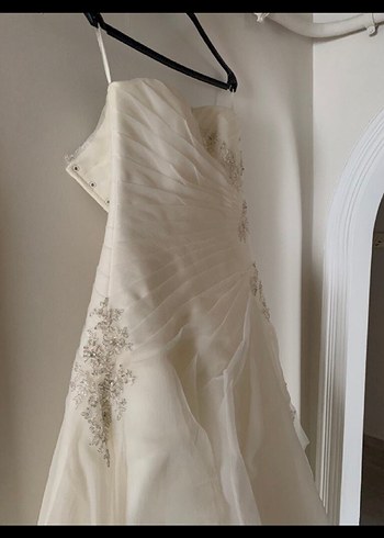 Beyaz Straplez A Kesim Gelinlik hennadan alindi - Görsel 2