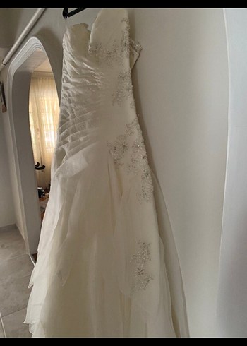 Beyaz Straplez A Kesim Gelinlik hennadan alindi - Görsel 5