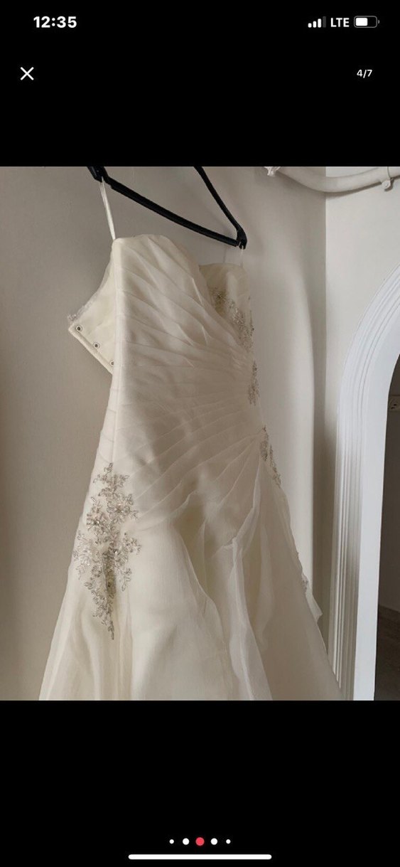 Beyaz Straplez A Kesim Gelinlik hennadan alindi - Görsel 2