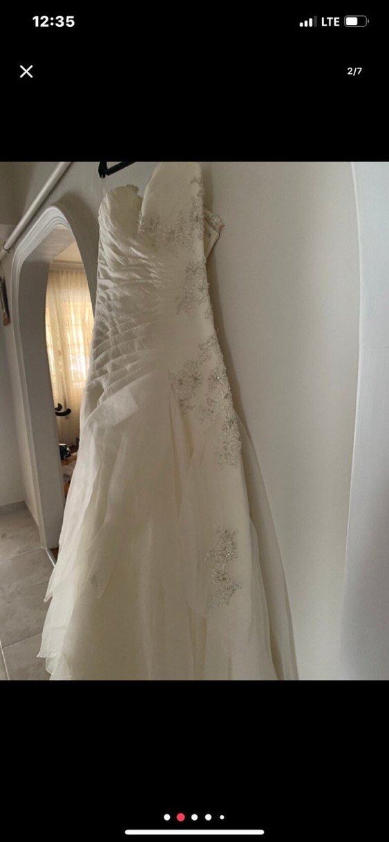 Beyaz Straplez A Kesim Gelinlik hennadan alindi - Görsel 3