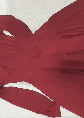 ADL marka Bordo Uzun Kollu Drapeli Uzun Elbise - Görsel 3