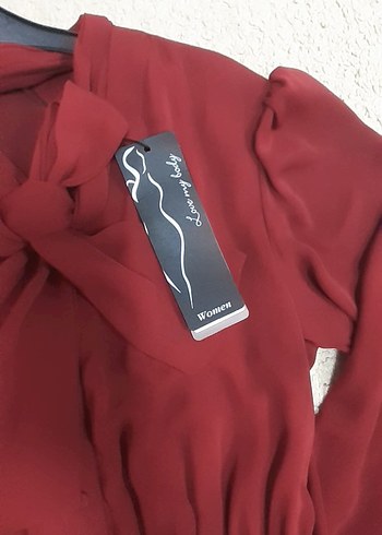 ADL marka Bordo Uzun Kollu Drapeli Uzun Elbise - Görsel 5