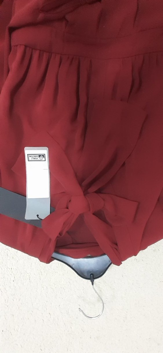 ADL marka Bordo Uzun Kollu Drapeli Uzun Elbise - Görsel 4