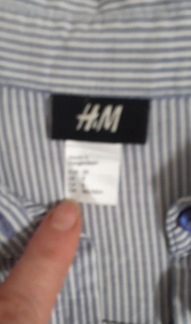 HM Mavi Çizgili Uzun Kollu pamuklu kumaş Gömlek - Görsel 3