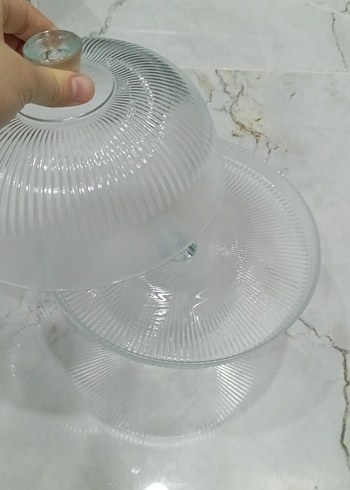 Vintage Beyaz Cam Kapaklı Tabak - Görsel 2