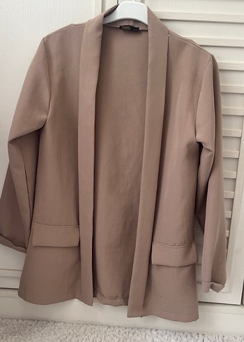Bej Kadın Midi Blazer Ceket