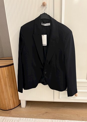 m Beden Siyah Midi Kadın Blazer Ceket