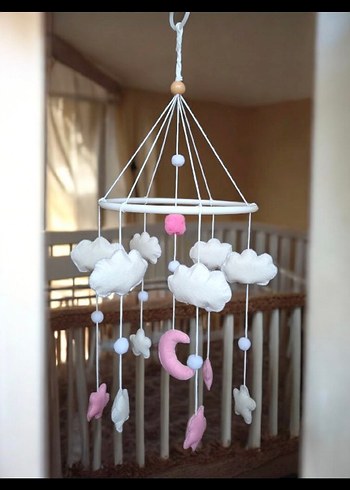 Pembe Nakışlı Bebek Uyku Mobil Oyuncak - Görsel 2