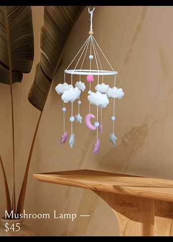 Pembe Nakışlı Bebek Uyku Mobil Oyuncak - Görsel 3