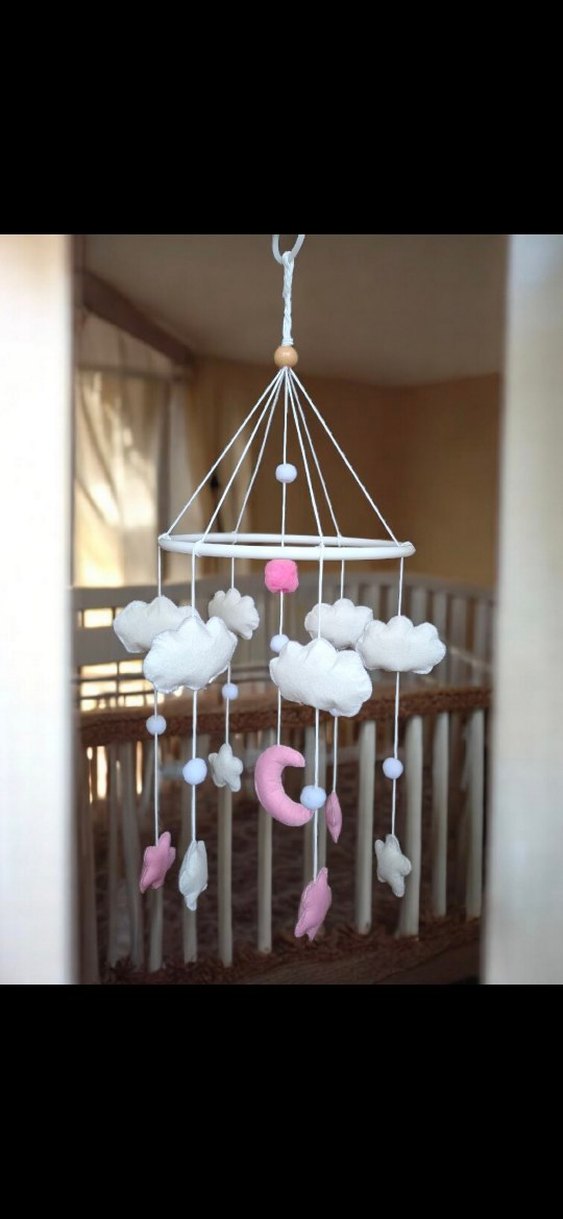 Pembe Nakışlı Bebek Uyku Mobil Oyuncak - Görsel 2