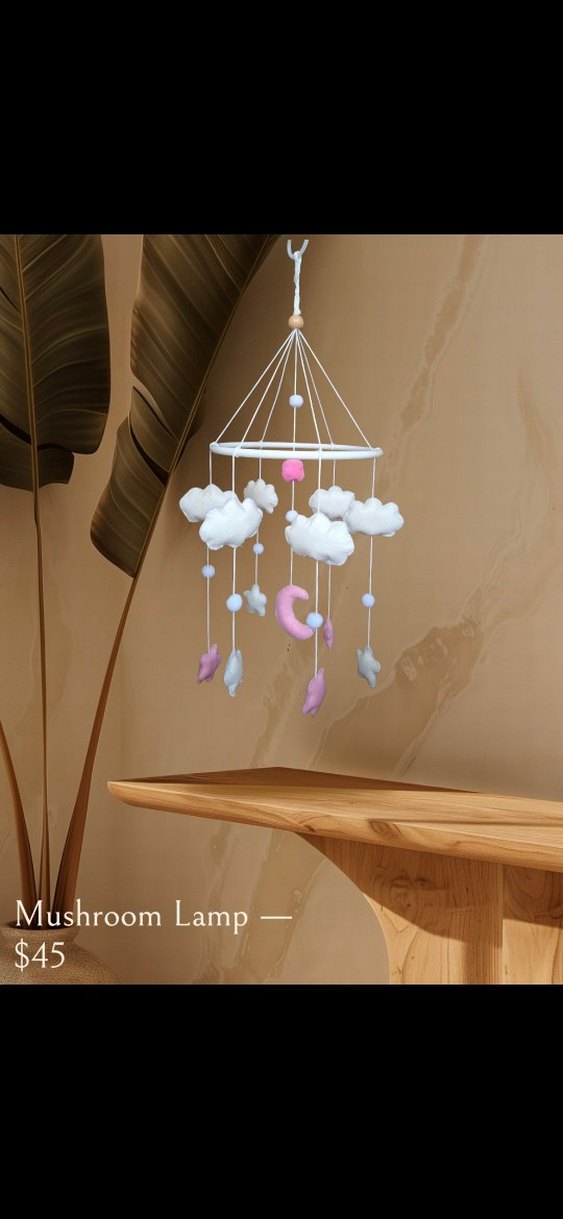 Pembe Nakışlı Bebek Uyku Mobil Oyuncak - Görsel 3