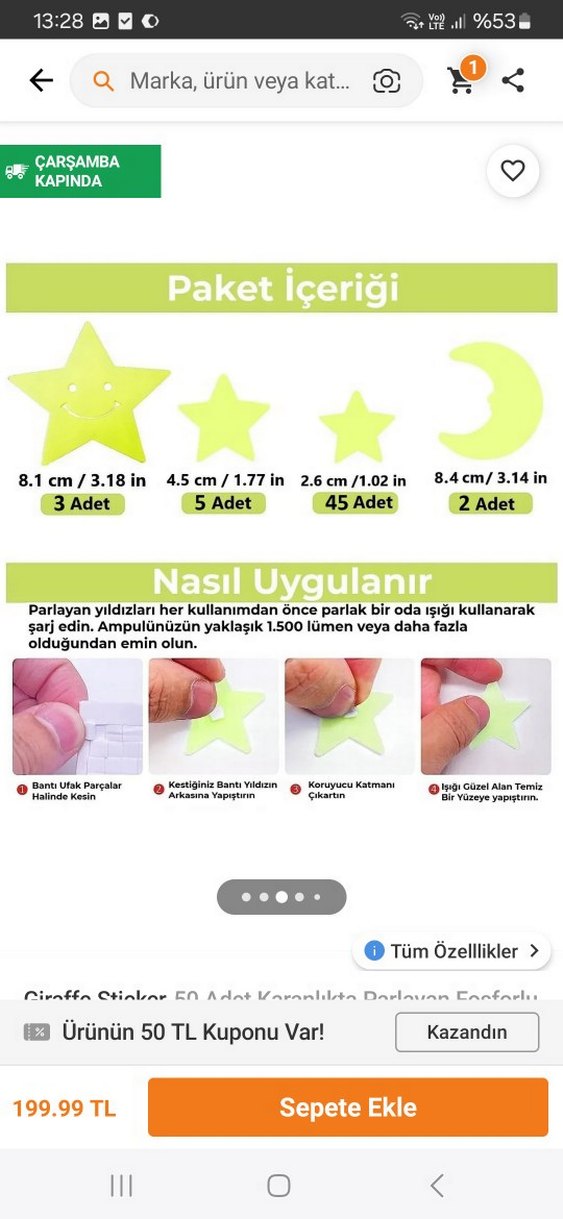 Parlayan Yıldızlı Mavi Yatak Odası Sticker Seti - Görsel 3