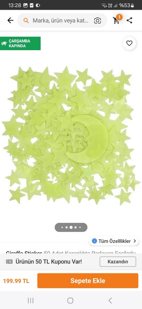 Parlayan Yıldızlı Mavi Yatak Odası Sticker Seti - Görsel 4